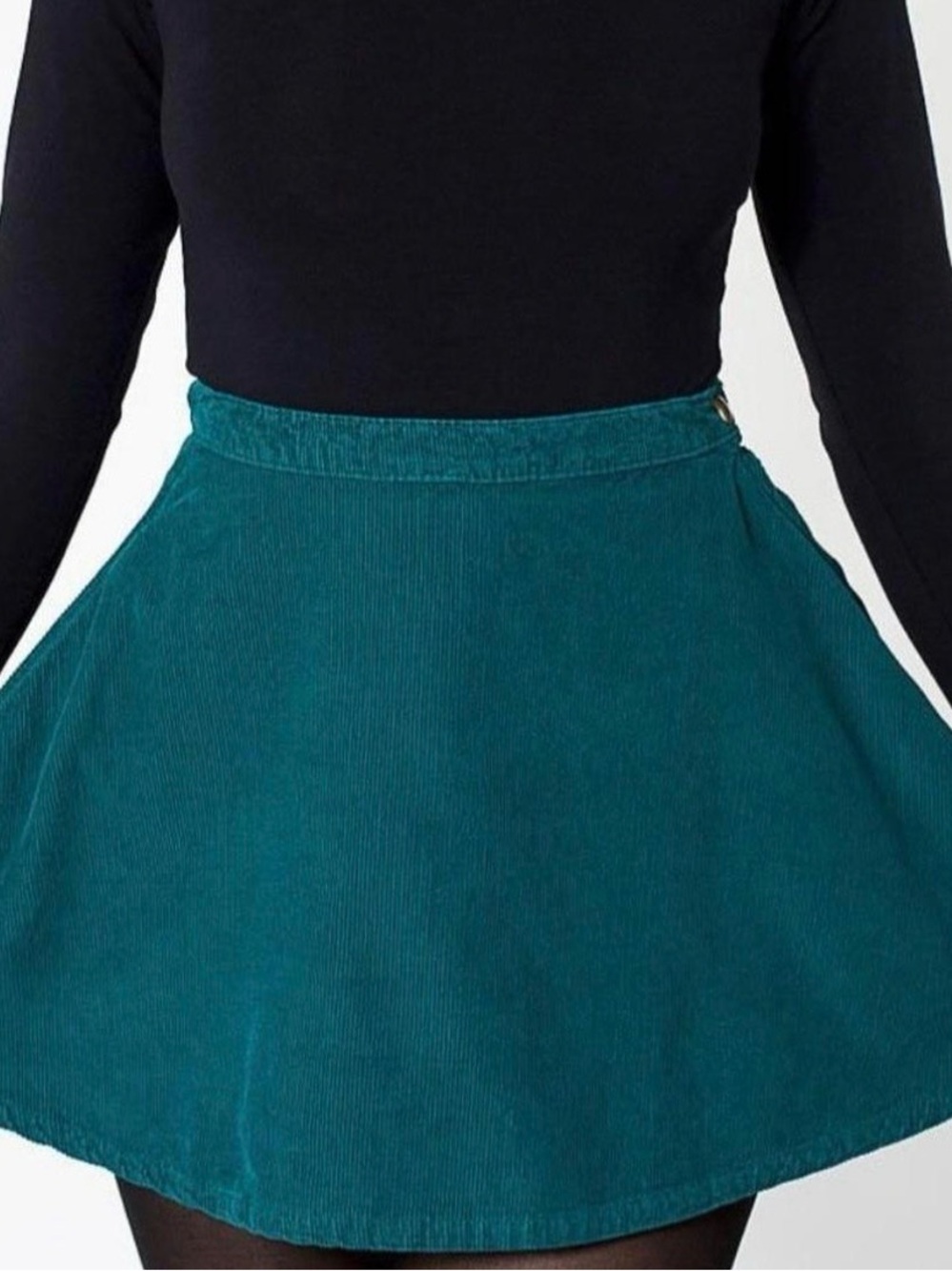 American Apparel Teal Corduroy A-Line Skirt - Women's